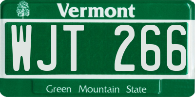 VT license plate WJT266