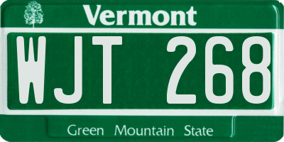 VT license plate WJT268