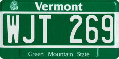 VT license plate WJT269