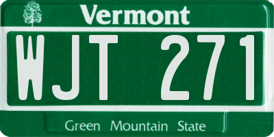 VT license plate WJT271