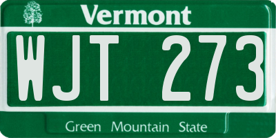 VT license plate WJT273