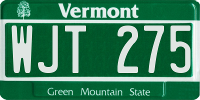 VT license plate WJT275