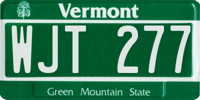 VT license plate WJT277