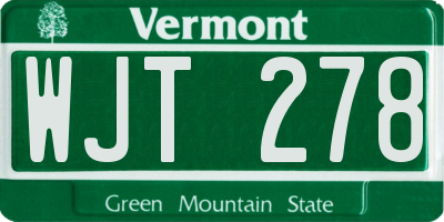 VT license plate WJT278