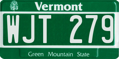 VT license plate WJT279