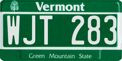 VT license plate WJT283
