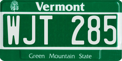 VT license plate WJT285