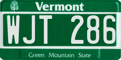 VT license plate WJT286