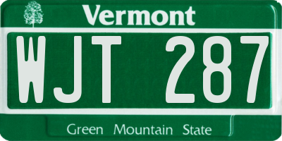 VT license plate WJT287