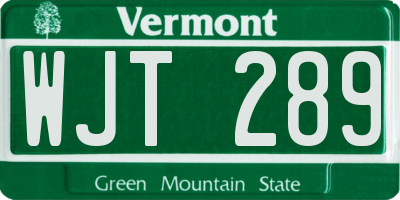 VT license plate WJT289