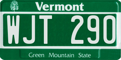 VT license plate WJT290