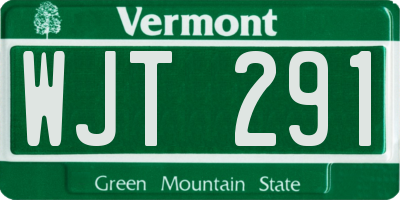 VT license plate WJT291