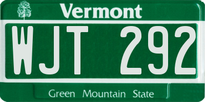 VT license plate WJT292