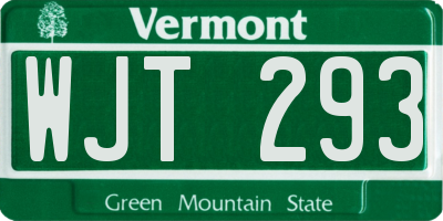 VT license plate WJT293