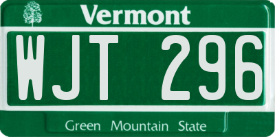 VT license plate WJT296