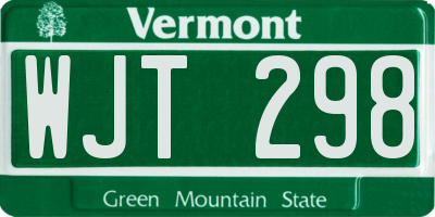 VT license plate WJT298