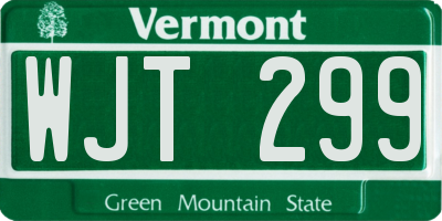 VT license plate WJT299