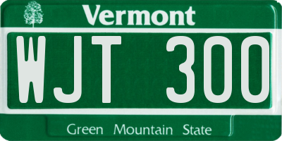 VT license plate WJT300