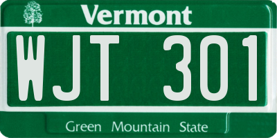 VT license plate WJT301