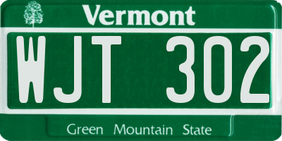 VT license plate WJT302