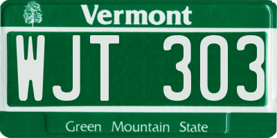 VT license plate WJT303