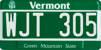 VT license plate WJT305