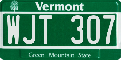 VT license plate WJT307