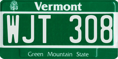 VT license plate WJT308
