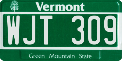 VT license plate WJT309