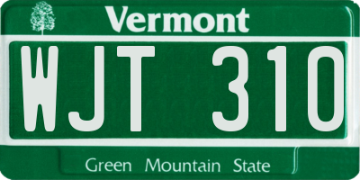 VT license plate WJT310