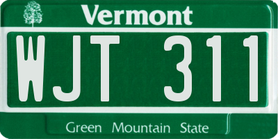 VT license plate WJT311