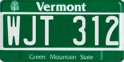 VT license plate WJT312