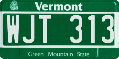 VT license plate WJT313