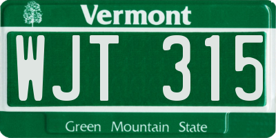 VT license plate WJT315