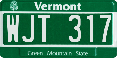 VT license plate WJT317