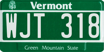 VT license plate WJT318
