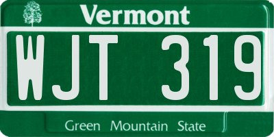 VT license plate WJT319