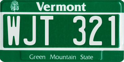 VT license plate WJT321