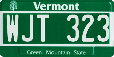 VT license plate WJT323