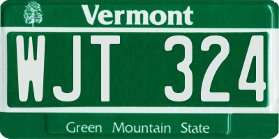 VT license plate WJT324