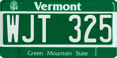 VT license plate WJT325