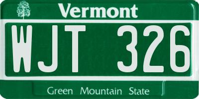 VT license plate WJT326