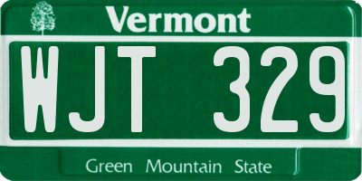 VT license plate WJT329