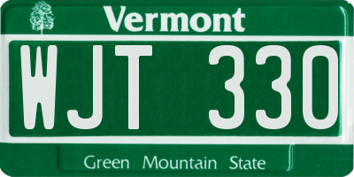 VT license plate WJT330