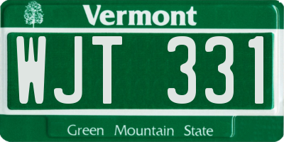 VT license plate WJT331