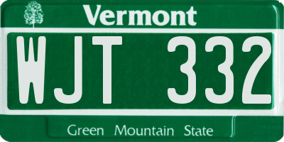 VT license plate WJT332