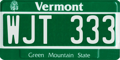 VT license plate WJT333