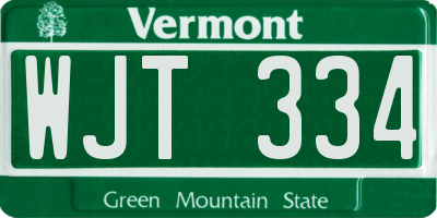 VT license plate WJT334