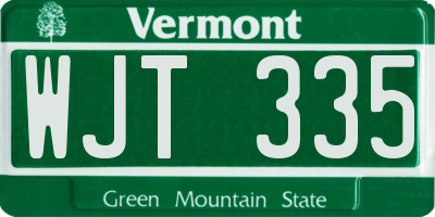 VT license plate WJT335