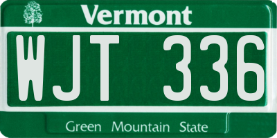VT license plate WJT336